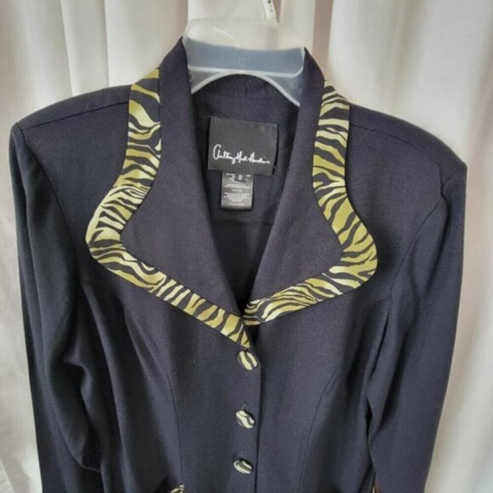 Anthony Mark Hankins Vtg Sz 8 Blazer black zebra stripe academia Y2K preppy ofc - Picture 9 of 11